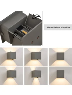 Wandleuchte LED 5W in grau modern 3000K warmweiß IP65