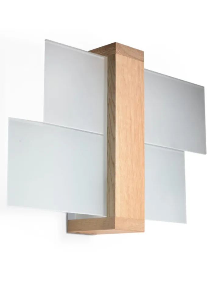 Wandleuchte "LEDA" in Natural Holz und Glas moderne lampe 1xE27 LED NICE LAMPS