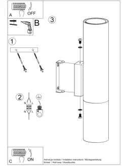 Wandleuchte LONGBOT in Schwarz (H)29cm (L)6cm (B)8cm