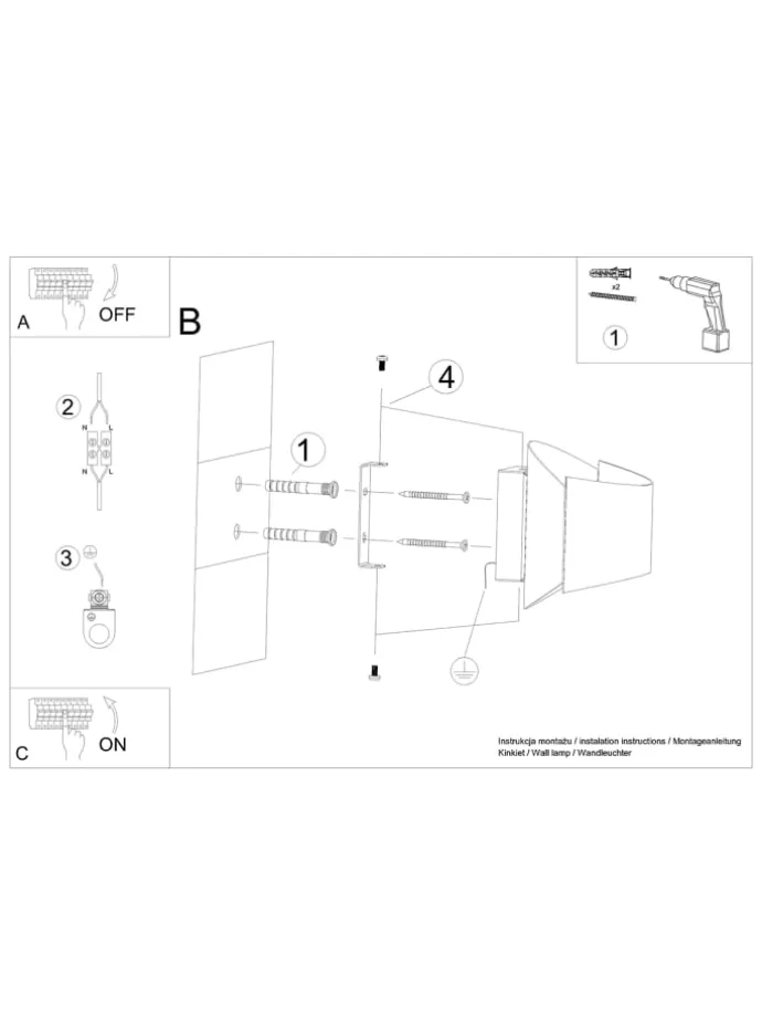 Wandleuchte LUTO schwarz H 12