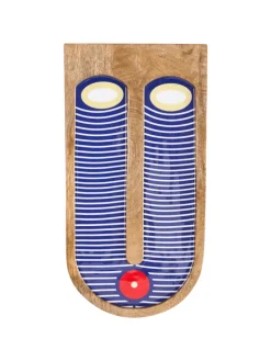 Wandobjekt JIMETA in Blau/Braun/Rot - (W) 20 x (H) 40 x (L) 2 cm