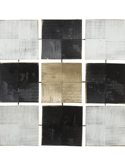 Wandobjekt TITANIUM in Weiß/Schwarz/Gold - (W) 50 x (H) 50 x (L) 2 cm