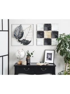 Wandobjekt TITANIUM in Weiß/Schwarz/Gold - (W) 50 x (H) 50 x (L) 2 cm