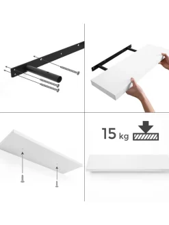 Wandregal in Weiß - (B)40 x (H)20 x (T)3,8 cm