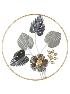 Wandrelief "Novero" in Gold/ Grau - Ø 65 cm