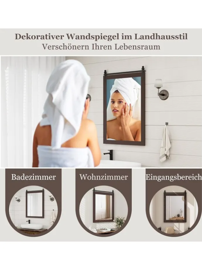 Wandspiegel 76,5 cm x 56 cm in Braun