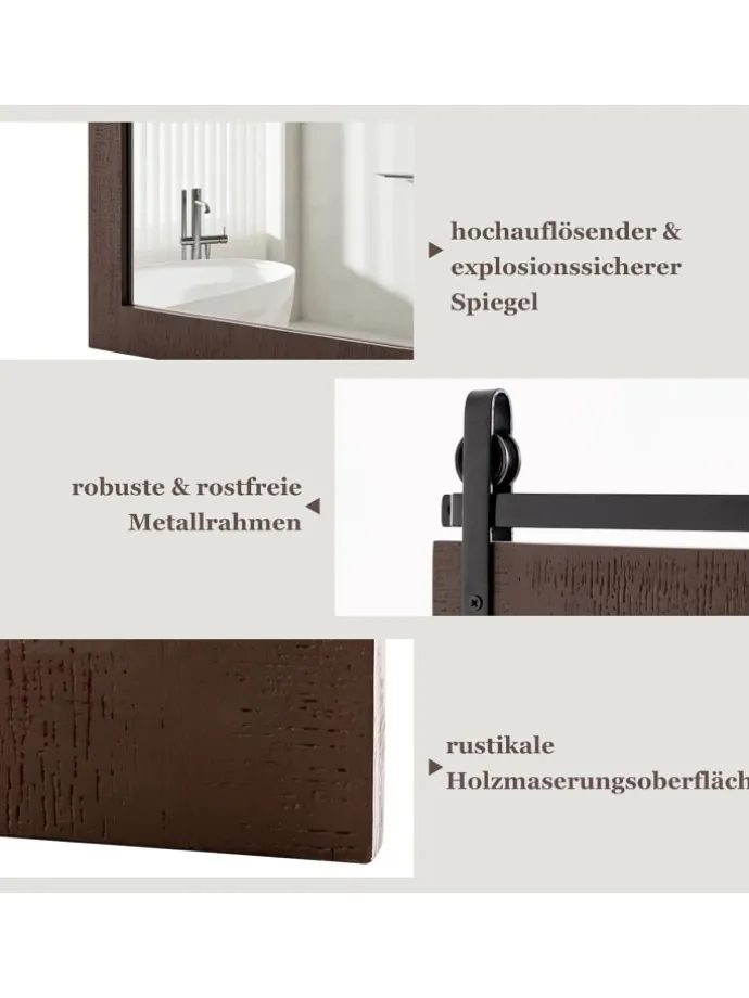 Wandspiegel 76,5 cm x 56 cm in Braun