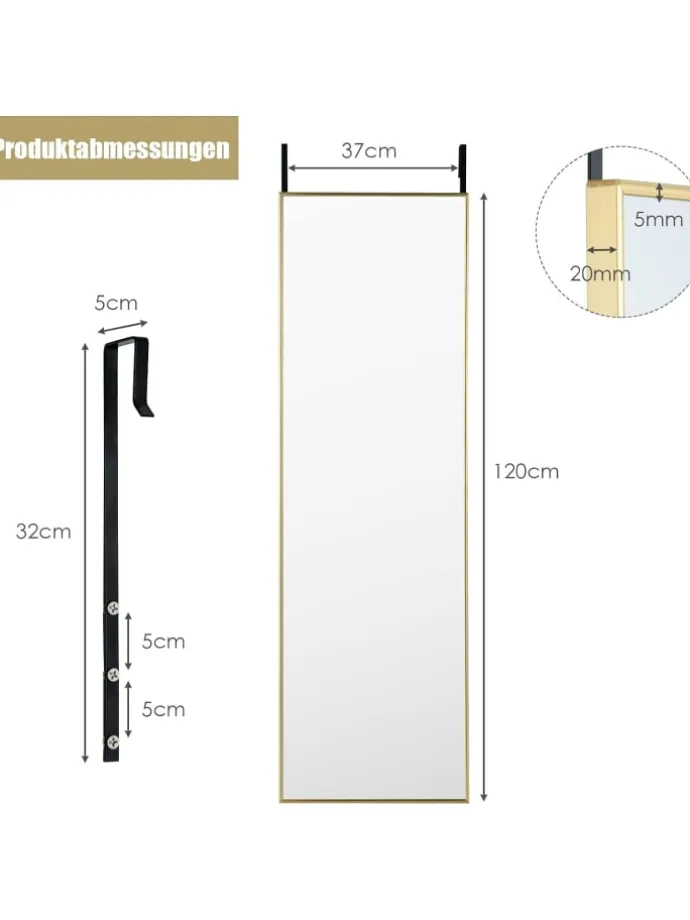 Wandspiegel 37 x 120cm in Gold