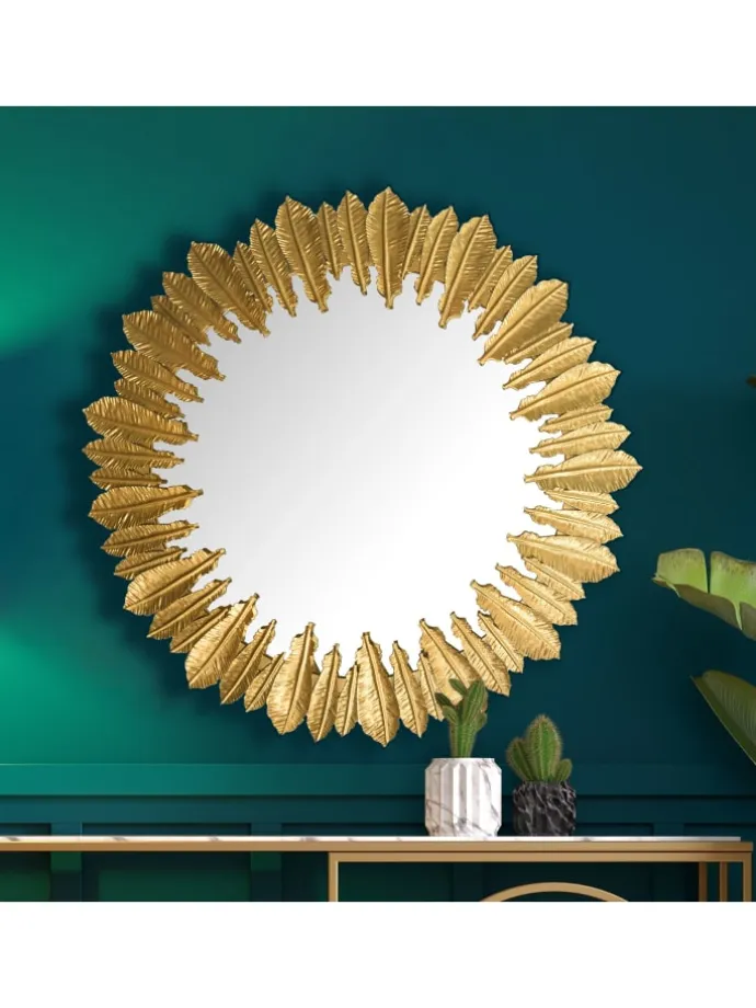 Wandspiegel Federn 68 cm Metall Design Hängespiegel , Eisen