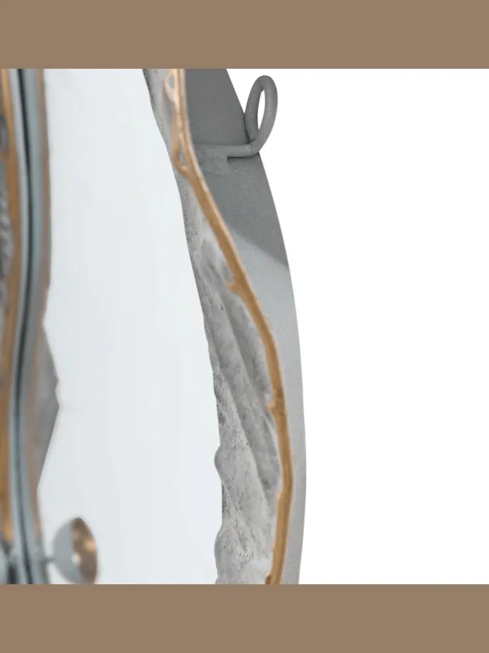 Wandspiegel LINAS in Grau/Gold - (W) 51 x (H) 67 x (L) 7 cm