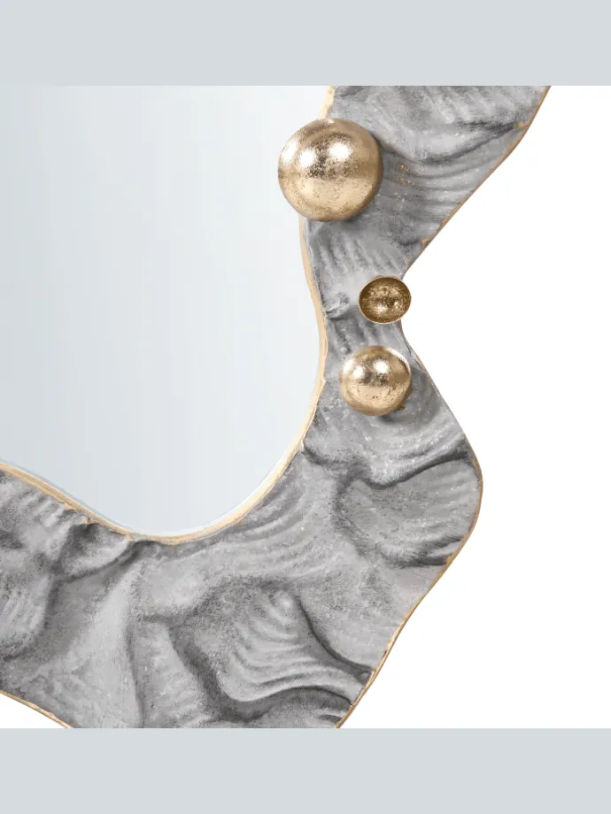 Wandspiegel LINAS in Grau/Gold - (W) 51 x (H) 67 x (L) 7 cm