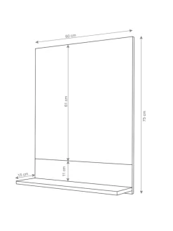 Wandspiegel mit Ablage B19, Schwarz