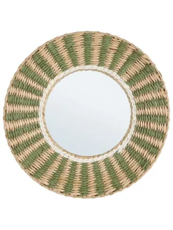 Wandspiegel ''Namibia'' in Beige/ Grün - Ø 45 cm