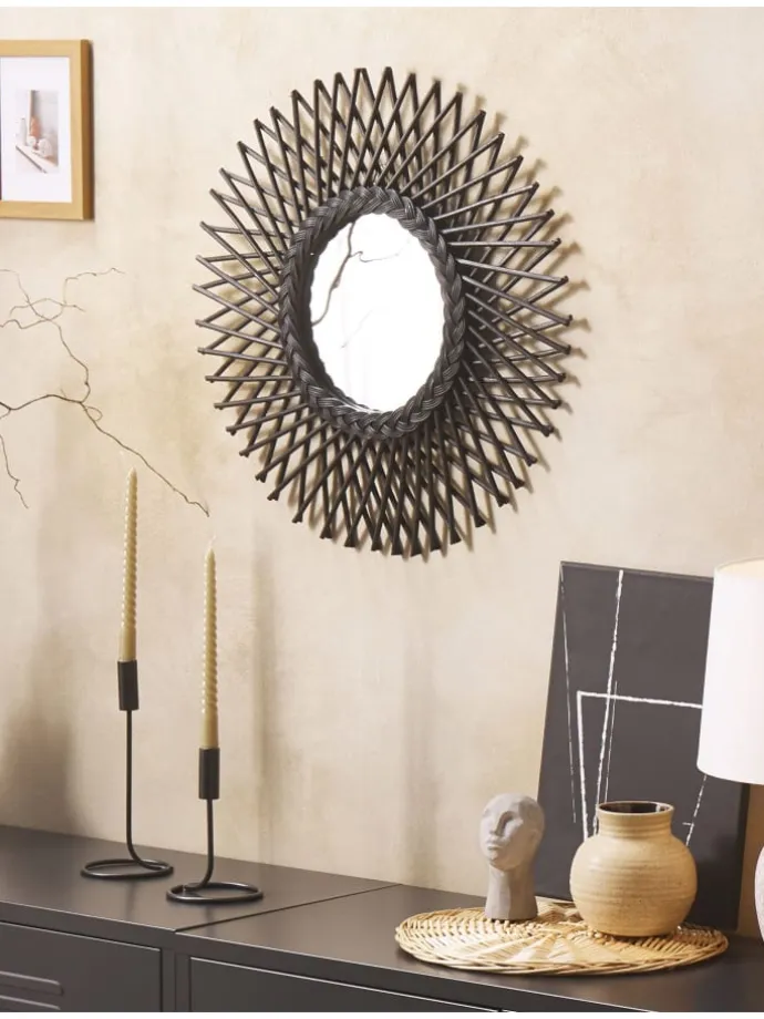 Wandspiegel TAGOLU in Schwarz - (W) 60 x (H) 60 x (L) 1 cm