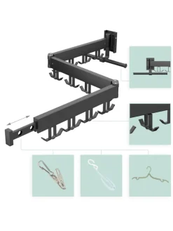 Wand-Wäscheständer in Schwarz