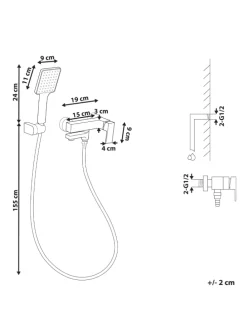 Wannenarmaturen BALNEARIO in Schwarz - (W) 19 x (H) 179 x (L) 14 cm