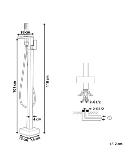 Wannenarmaturen BOYOMA in Silber - (W) 19 x (H) 118 x (L) 15 cm