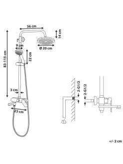 Wannenarmaturen GURARA in Silber - (W) 23 x (H) 83 x (L) 36 cm