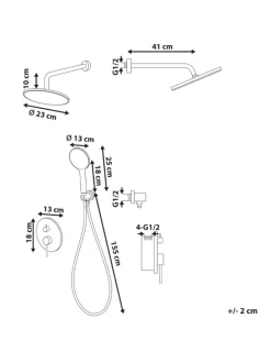 Wannenarmaturen PUELO in Schwarz - (W) 23 x (H) 180 x (L) 41 cm