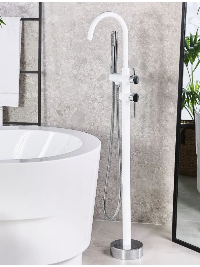 Wannenarmaturen TUGELA in Weiß/Silber - (W) 21 x (H) 116 x (L) 16 cm