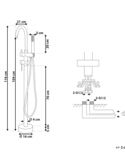Wannenarmaturen TUGELA in Weiß/Silber - (W) 21 x (H) 116 x (L) 16 cm