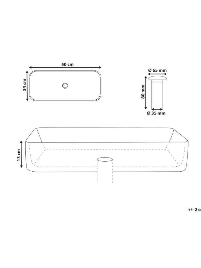 Waschbecken GELDO in Weiß - (W) 50 x (H) 13 x (L) 34 cm