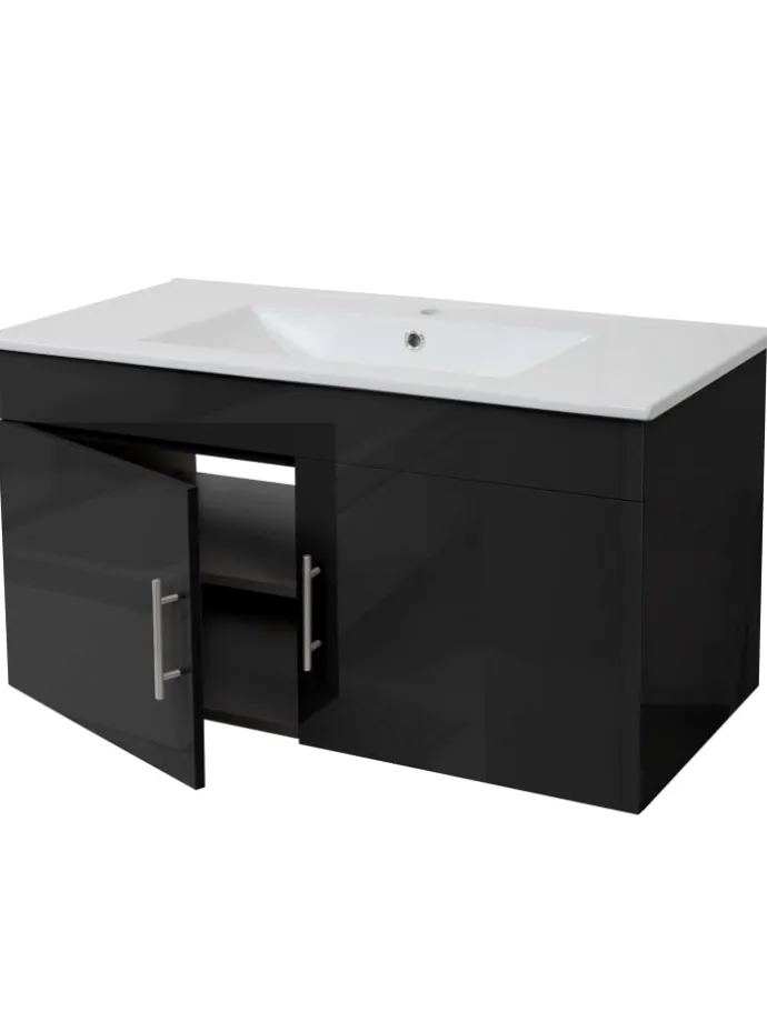 Waschbecken mit Unterschrank D16, Schwarz