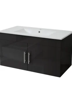 Waschbecken mit Unterschrank D16, Schwarz