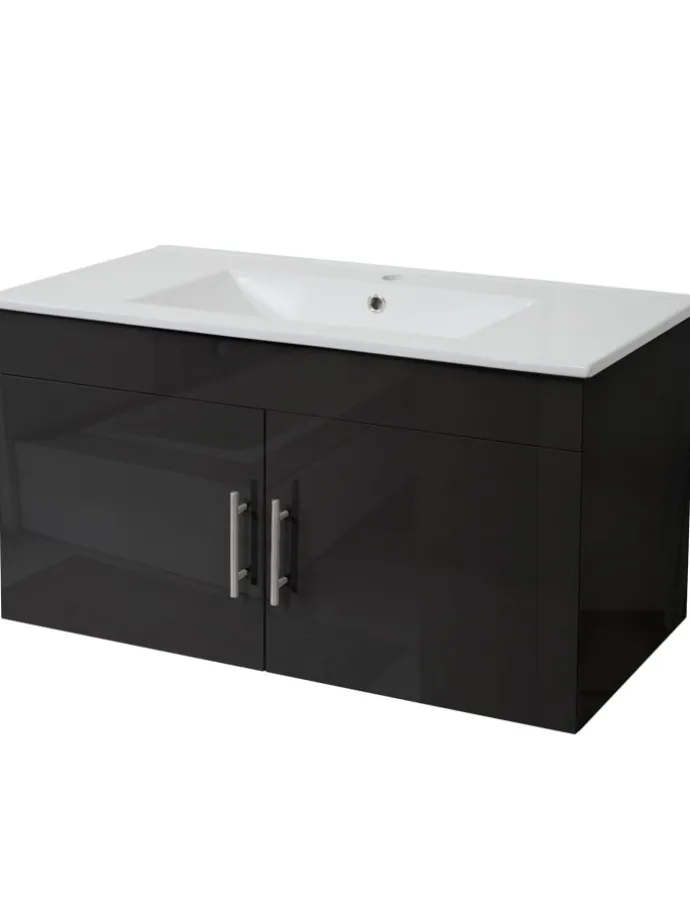 Waschbecken mit Unterschrank D16, Schwarz