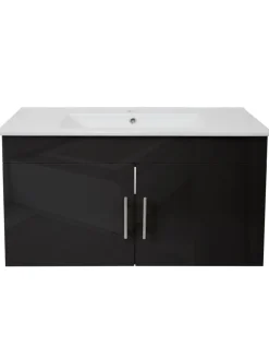 Waschbecken mit Unterschrank D16, Schwarz