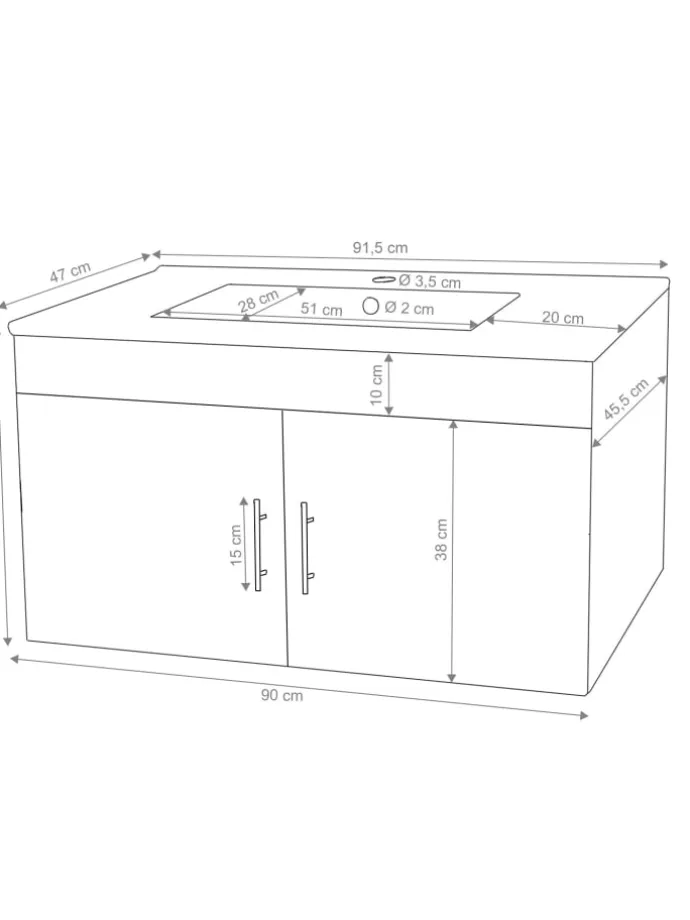 Waschbecken mit Unterschrank D16, Schwarz