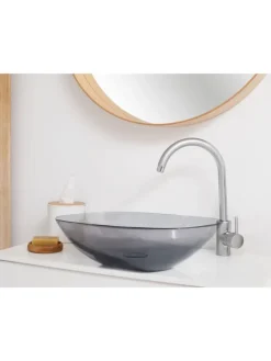 Waschbecken MOENGO in Transparent/Schwarz - (W) 54 x (H) 15 x (L) 36 cm