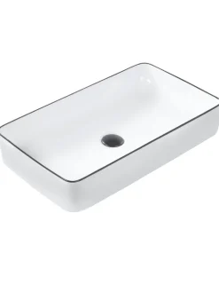 Waschbecken XERT in Weiß/Schwarz - (W) 61 x (H) 11 x (L) 35 cm