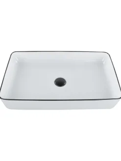 Waschbecken XERT in Weiß/Schwarz - (W) 61 x (H) 11 x (L) 35 cm