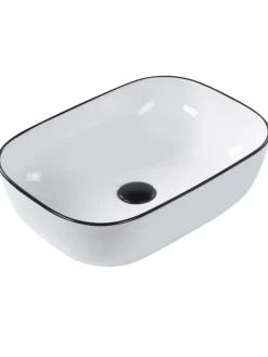 Waschbecken XERT in Weiß/Schwarz - (W) 46 x (H) 14 x (L) 33 cm