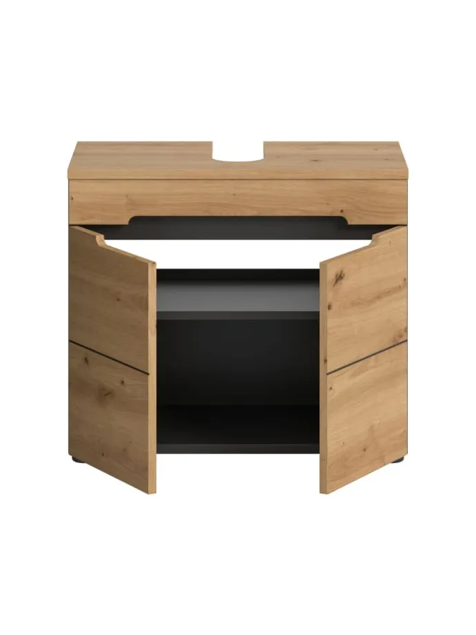 Waschbeckenunterschrank in Basalt grau/Artisan Eiche - (B) 63 x (H) 55 x (T) 34