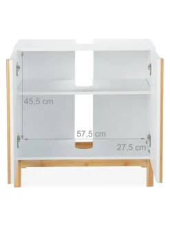 Waschbeckenunterschrank in Weiß/Natur - (B)60 x (H)60,5 x (T)30,5 cm