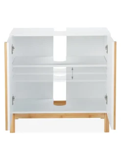 Waschbeckenunterschrank in Weiß/Natur - (B)60 x (H)60,5 x (T)30,5 cm