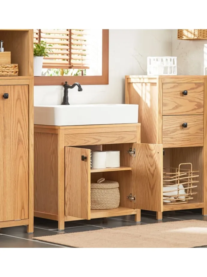 Waschbeckenunterschrank in Natur - (B)60 x (H)60 x (T)35cm
