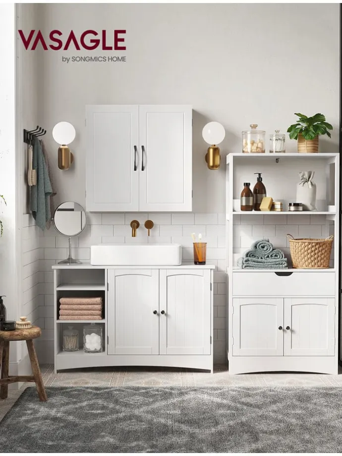 Waschbeckenunterschrank in Weiß - (B)90 x (H)60 x (T)30 cm