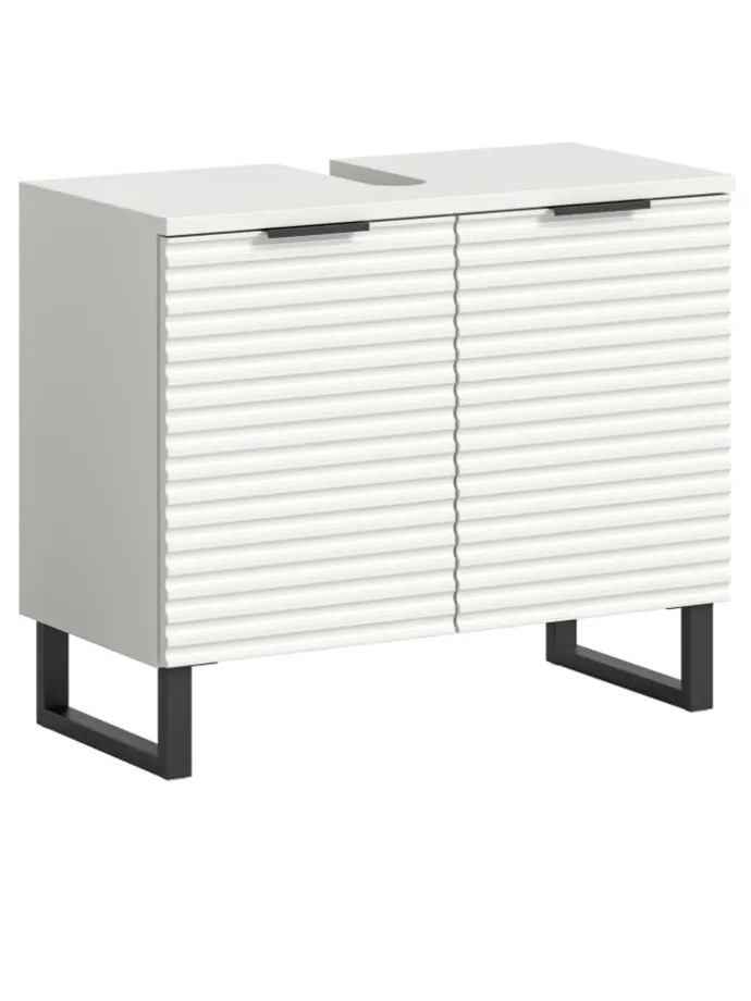 Waschbeckenunterschrank in weiß/weiß - (B) 70 x (H) 59 x (T) 34