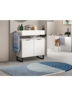 Waschbeckenunterschrank in weiß/weiß - (B) 70 x (H) 59 x (T) 34