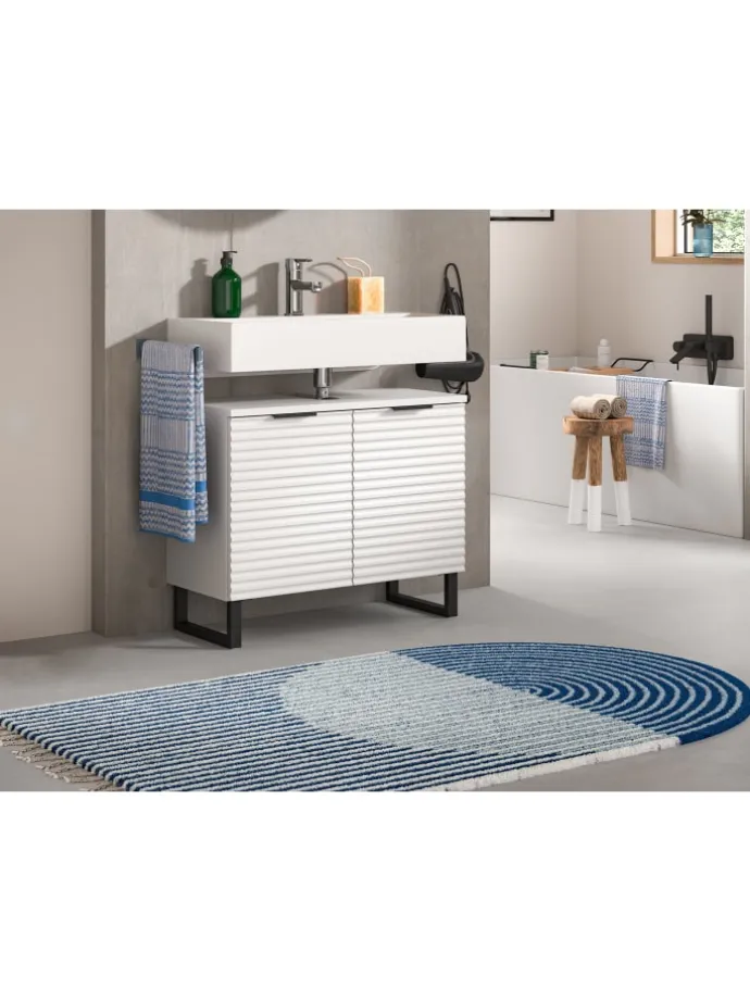 Waschbeckenunterschrank in weiß/weiß - (B) 70 x (H) 59 x (T) 34