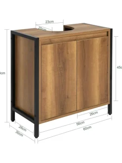 Waschbeckenunterschrank in Braun - (B)60 x (H)60 x (T)30cm