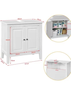 Waschbeckenunterschrank in Weiß - (B)60 x (H)62 x (T)30cm
