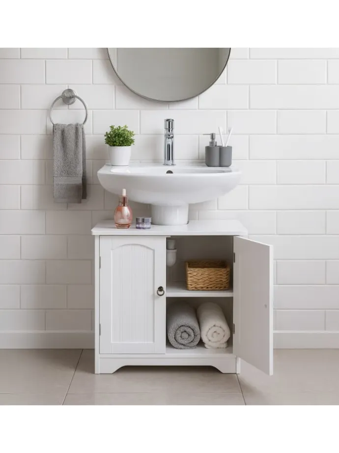 Waschbeckenunterschrank in Weiß - (B)60 x (H)60 x (T)30 cm