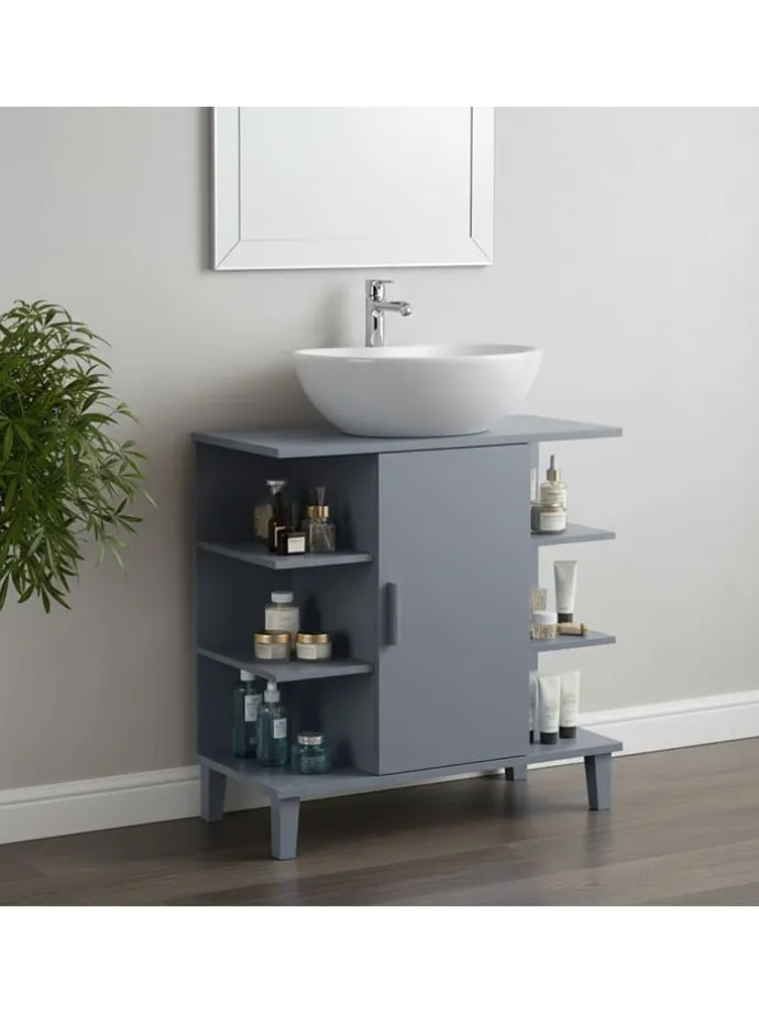 Waschbeckenunterschrank in Grau - (B)64 x (H)65 x (T)31 cm