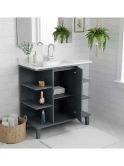 Waschbeckenunterschrank in Grau - (B)64 x (H)65 x (T)31 cm