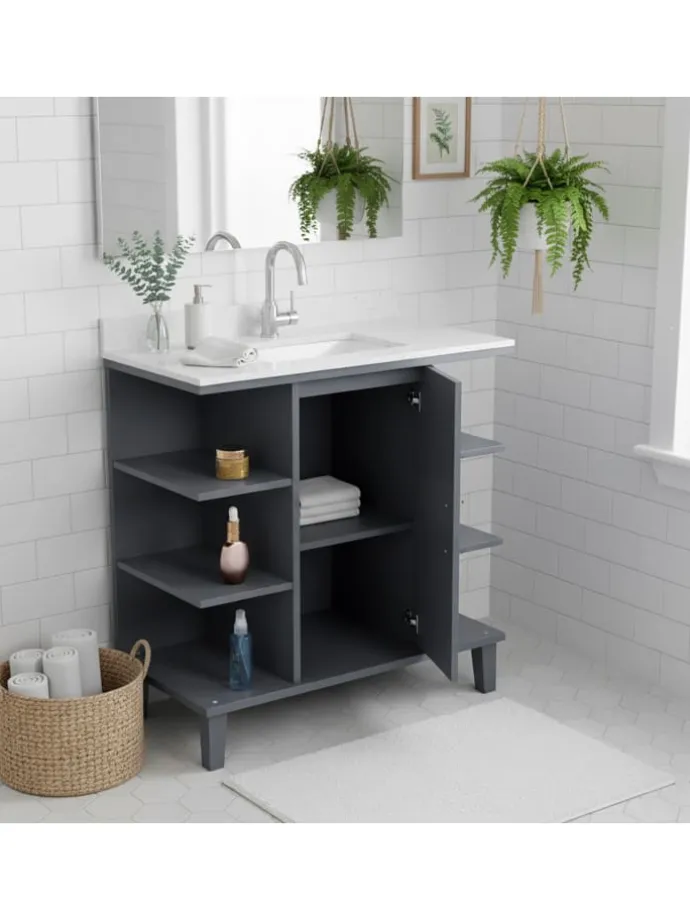 Waschbeckenunterschrank in Grau - (B)64 x (H)65 x (T)31 cm