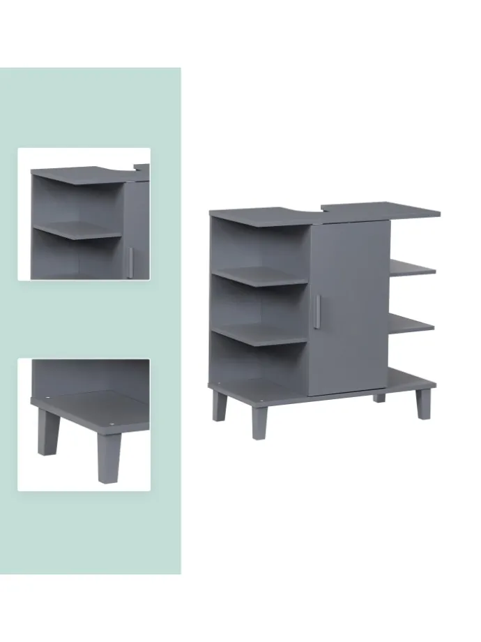 Waschbeckenunterschrank in Grau - (B)64 x (H)65 x (T)31 cm